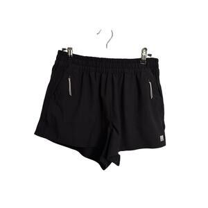 Vuori Shorts Womens Medium Black Dash Short Elastic Waist Zip Pockets Quick Dry